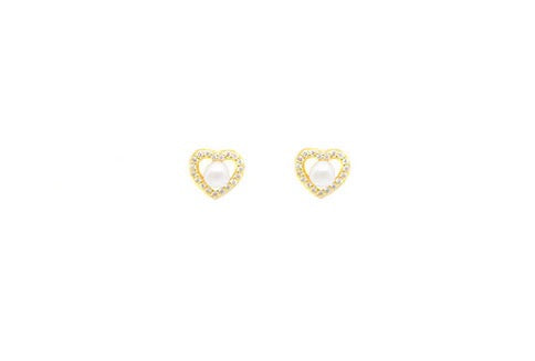 Baby Heart Pearl Earrings
